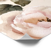 Watercolor Soft Pink Rose Beige Floral Pattern ポスター (角)