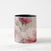 Watercolor Soft Pink Rose Beige Floral Pattern マグカップ (中央)