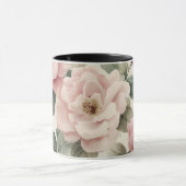 Watercolor Soft Pink Rose Beige Floral Pattern マグカップ (中央)