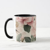Watercolor Soft Pink Rose Beige Floral Pattern マグカップ (左)