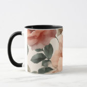 Watercolor Soft Pink Rose Beige Floral Pattern マグカップ (左)