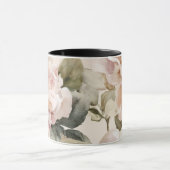Watercolor Soft Pink Rose Beige Floral Pattern マグカップ (中央)