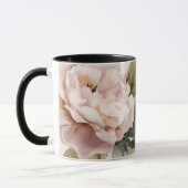 Watercolor Soft Pink Rose Beige Floral Pattern マグカップ (左)