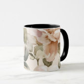 Watercolor Soft Pink Rose Beige Floral Pattern マグカップ (正面右)
