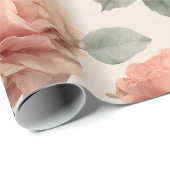 Watercolor Soft Pink Rose Beige Floral Pattern ラッピングペーパー (ロールコーナー)