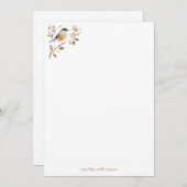 Watercolor Songbird Bird Personalized Stationery ノートカード (正面/裏面)