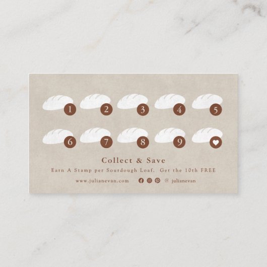 Watercolor Sourdough Bakery Loyalty Card 名刺 (裏面)