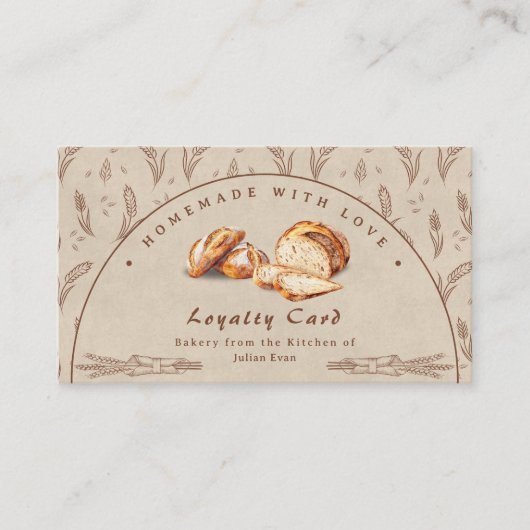 Watercolor Sourdough Bakery Loyalty Card 名刺 (正面)