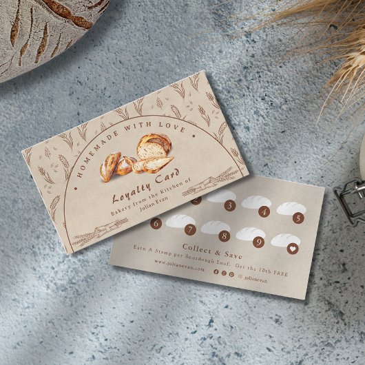 Watercolor Sourdough Bakery Loyalty Card 名刺