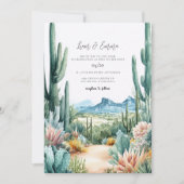 Watercolor Southwestern Desert and Cactus Wedding  招待状 (正面)