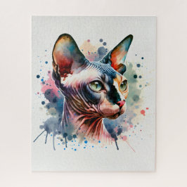 Watercolor Sphynx Cat Artistic Portrait ジグソーパズル
