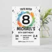 Watercolor Splash Boy 8th Birthday 招待状 (スタンド正面)