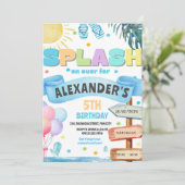 Watercolor Splash Waterslide Slide Park Birthday 招待状 (スタンド正面)