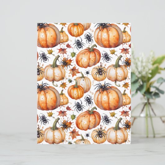 Watercolor Spooky Cute Pumpkins and Spiders (スタンド正面)