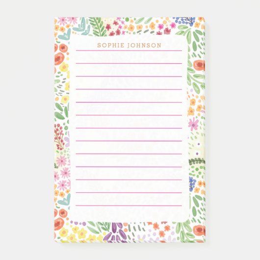 Watercolor Spring Cute Flowers Floral Pretty Girly ポストイット (正面)