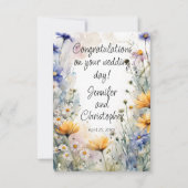 Watercolor Spring Floral Wedding Congratulations カード (正面)