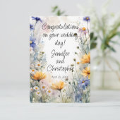 Watercolor Spring Floral Wedding Congratulations カード (スタンド正面)