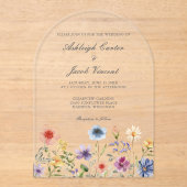Watercolor Spring Garden Wildflower Wedding アクリル招待状 (正面)