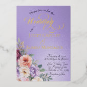 Watercolor Spring Wildflowers - Blue Lilac 箔招待状 (正面)