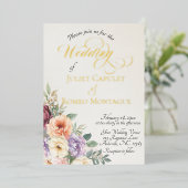 Watercolor Spring Wildflowers - Ivory 箔招待状 (立ち正面)