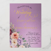 Watercolor Spring Wildflowers - Lavender 箔招待状 (正面)