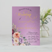 Watercolor Spring Wildflowers - Lavender 箔招待状 (立ち正面)