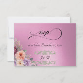 Watercolor Spring Wildflowers - Rose Pink 出欠カード (正面)