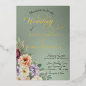 Watercolor Spring Wildflowers - Sage 箔招待状 (正面)