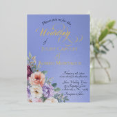 Watercolor Spring Wildflowers - Sky Blue 箔招待状 (立ち正面)