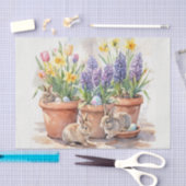 Watercolor Springtime / Easter Bunny Floral  薄葉紙 (クラフト)