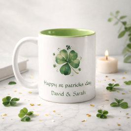 Watercolor St. Patrick's Day Pattern Giant ツートーンマグカップ