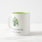 Watercolor St. Patrick's Day Pattern Giant ツートーンマグカップ (正面左)