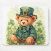 Watercolor St. Patrick's Day Teddy Bear マウスパッド (正面)