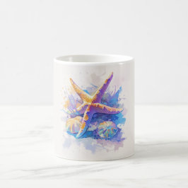 Watercolor Starfish Beach Mug コーヒーマグカップ