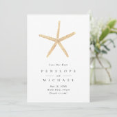 Watercolor Starfish Beach Wedding Save The Date セーブザデート (スタンド正面)