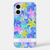 Watercolor Starfish Monogrammed Case-Mate iPhoneケース (裏面)