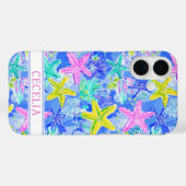 Watercolor Starfish Monogrammed Case-Mate iPhoneケース (裏面 (横))