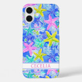 Watercolor Starfish Monogrammed Case-Mate iPhoneケース (裏面)