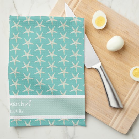 Watercolor Starfish Pattern キッチンタオル (四つ折り)