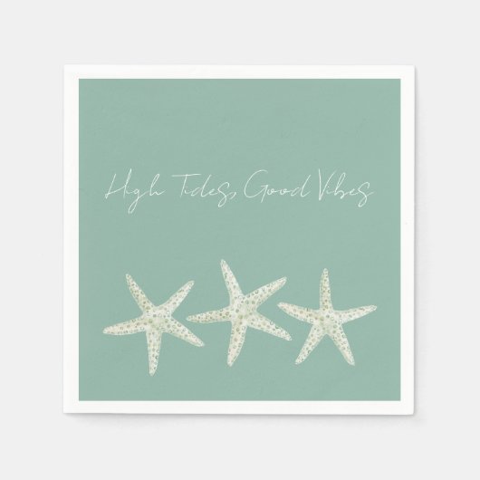Watercolor Starfish Trio スタンダードカクテルナプキン (正面)