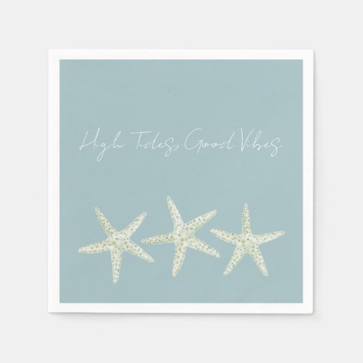 Watercolor Starfish Trio スタンダードカクテルナプキン (正面)
