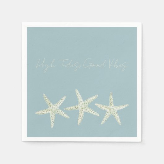 Watercolor Starfish Trio スタンダードカクテルナプキン (正面)
