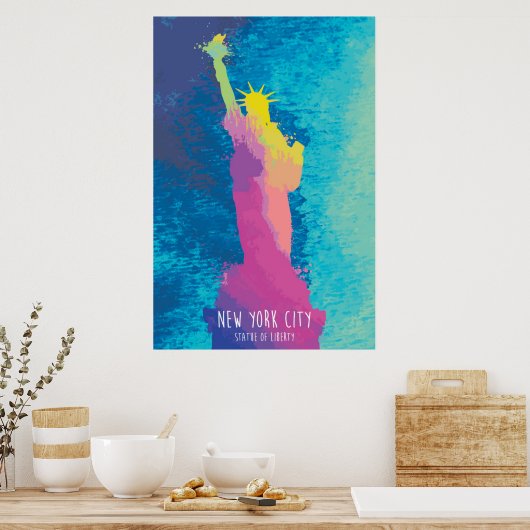Watercolor Statue of Liberty ポスター (キッチン)