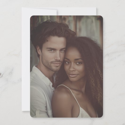 Watercolor Stone Chapel Spring Wedding Photo 招待状 (裏面)