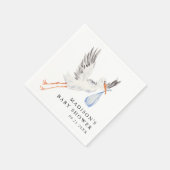 Watercolor Stork Blue Boy Baby Shower スタンダードカクテルナプキン (角)