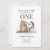 Watercolor Storybook Woodland Animals 1st Birthday 招待状 (正面)