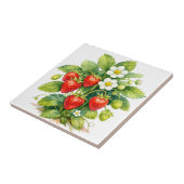 Watercolor Strawberries and Berry Blossom  タイル (側面)