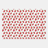 Watercolor Strawberries Fruit Pattern  ラッピングペーパーシート (正面2)