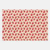 Watercolor Strawberries Fruit Pattern  ラッピングペーパーシート (正面)