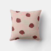 Watercolor Strawberries on Pink Grid- Valentine クッション (裏面)